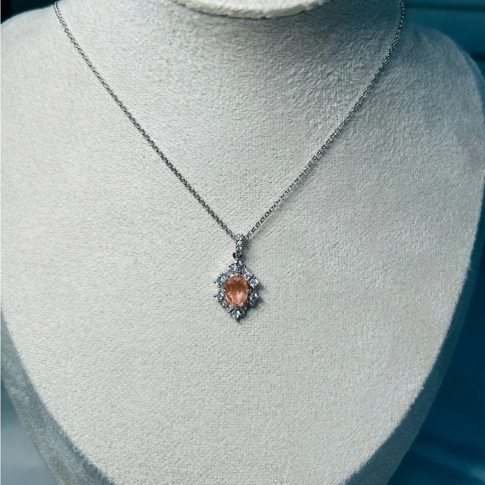 Bomb party peach topaz quartz infused Necklace RBP5708